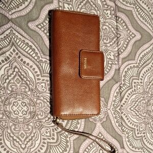 Fossil Tan Leather Clutch